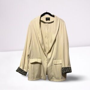 WEEK& Women’s Cream Blazer Leopard Print Cuffs Sz XL Professional Chic Jacket